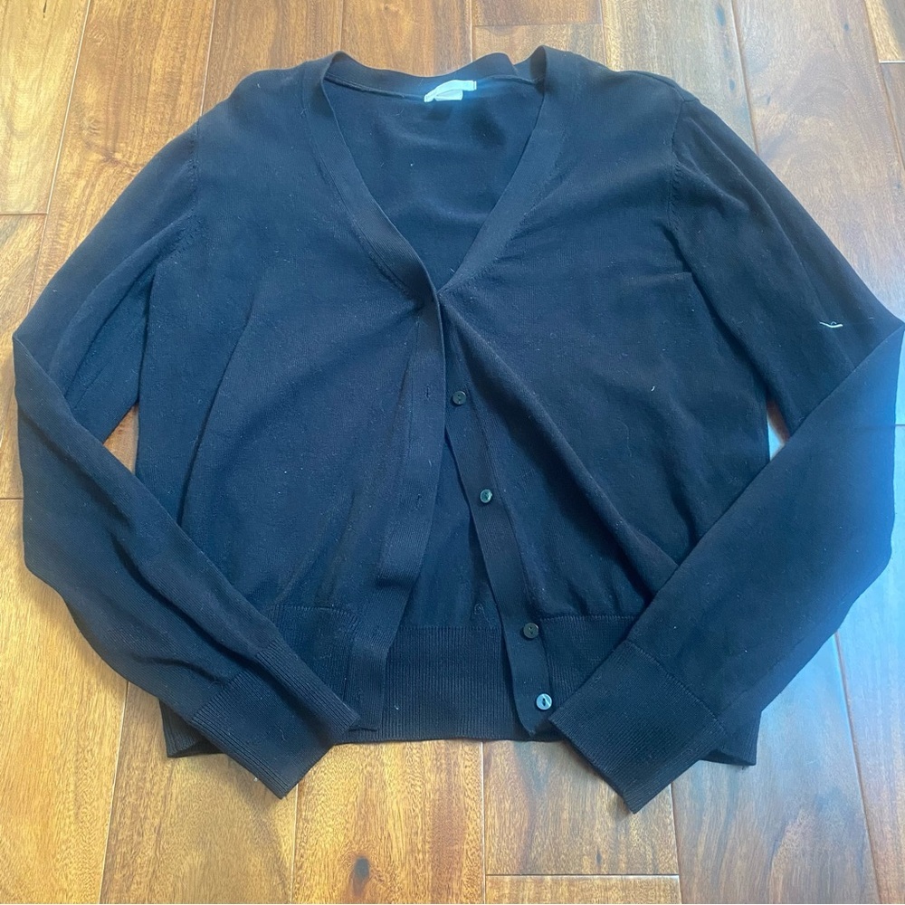 H&M Women’s Black Cardigan Sweater Long Sleeve Basic Button Up Size Large